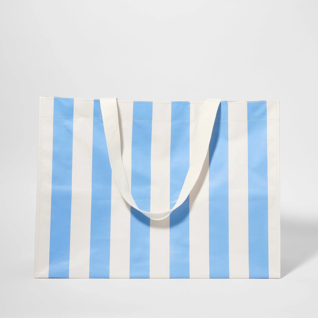 Carryall Beach Bag - Le Weekend Mid Blue Cream