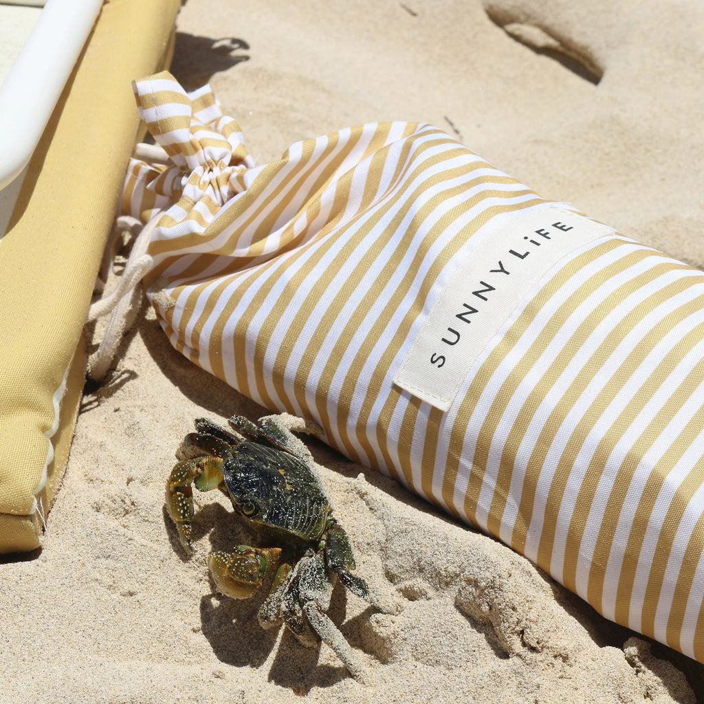 Beach Umbrella - Mango Bay Golden Mustard Stripe