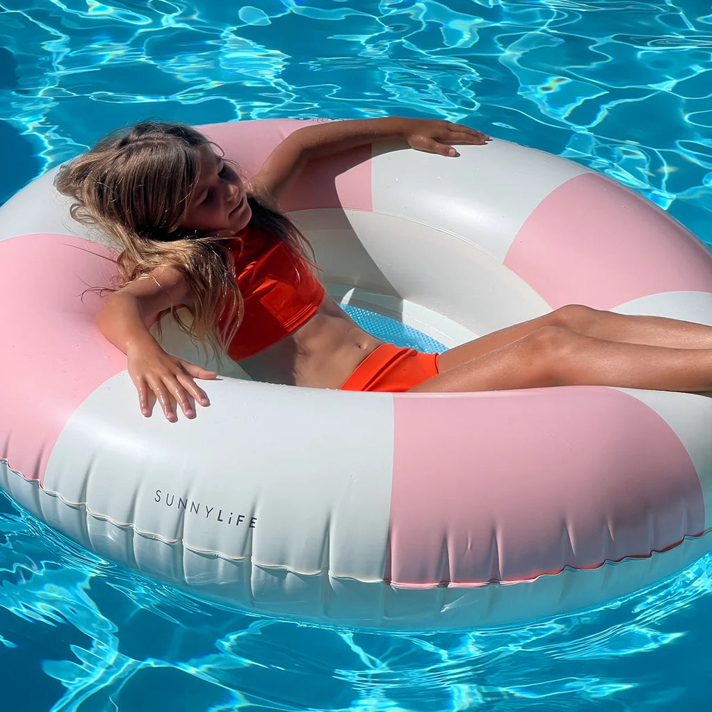 Luxe Pool Ring - Pink Stripe