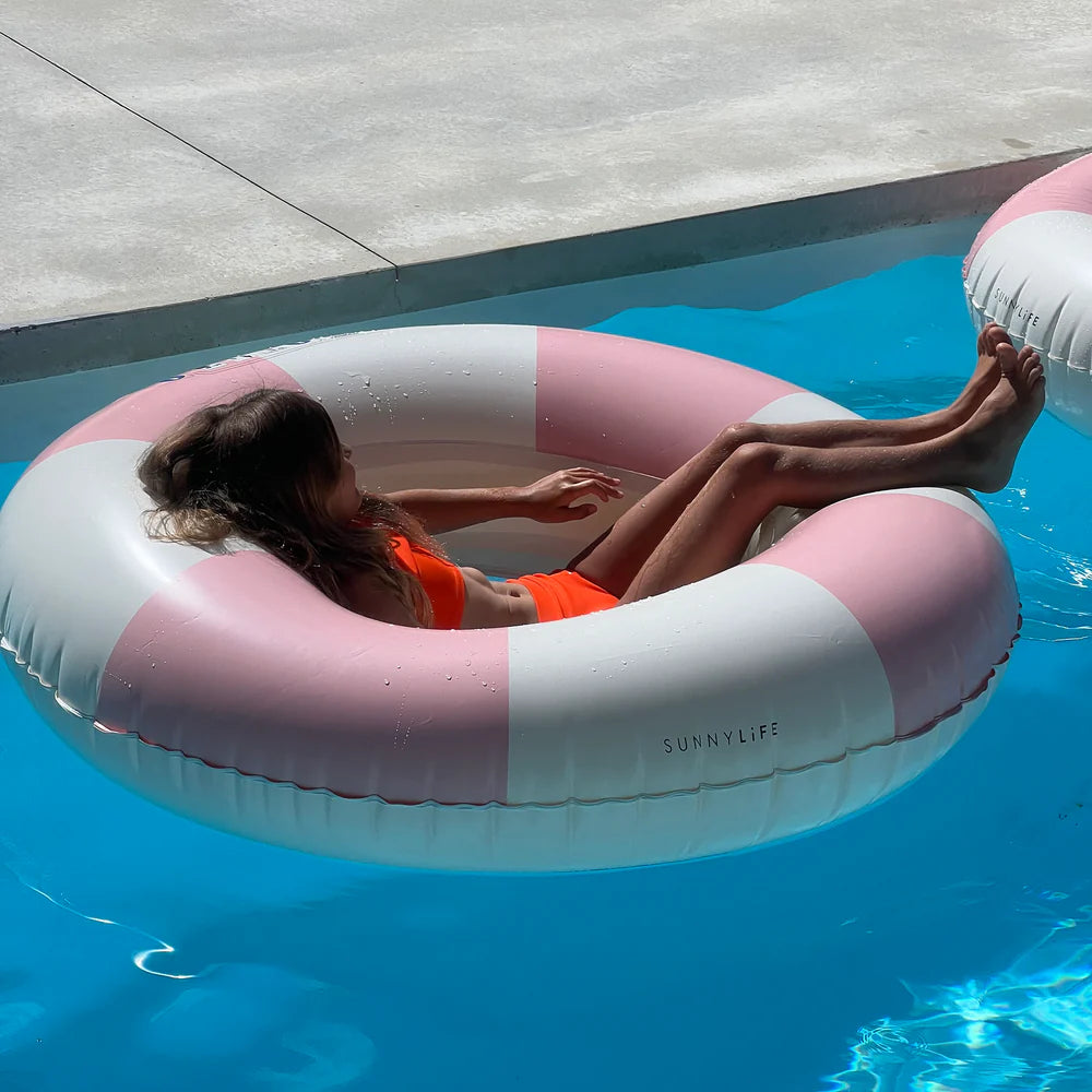 Luxe Pool Ring - Pink Stripe