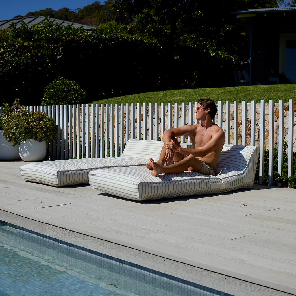 Luxe Lounger Chair - La Palma - Green Stripe
