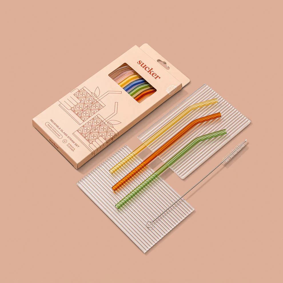 Reusable Glass Drinking Straws - Multi-colour