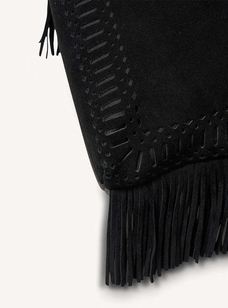 Coco Mini Bag - Black Suede + Fringe
