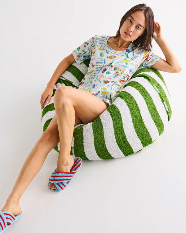 Boucle Beanbag - Moss Stripe