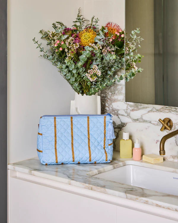 Quilted Cotton Toiletry Purse - Como Stripe