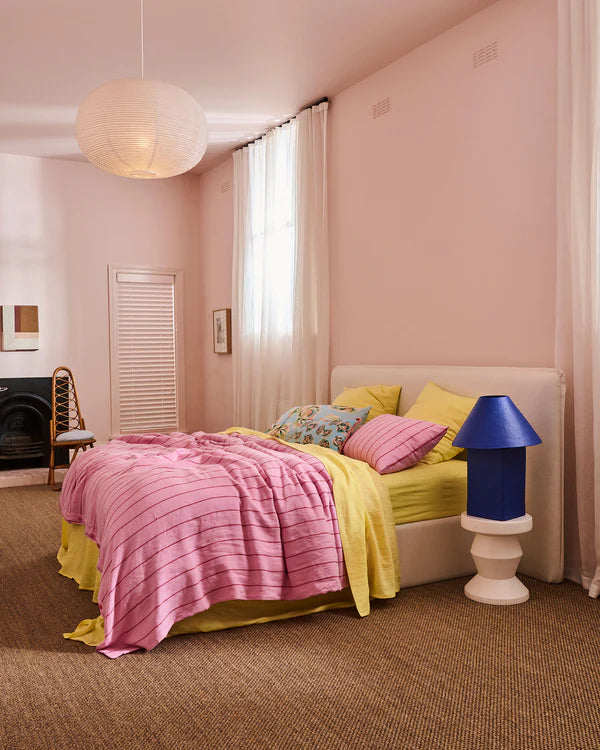 Linen Flat Sheet - Lemon Butter