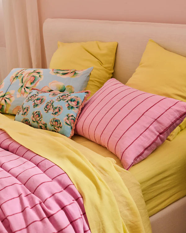 Linen Flat Sheet - Lemon Butter