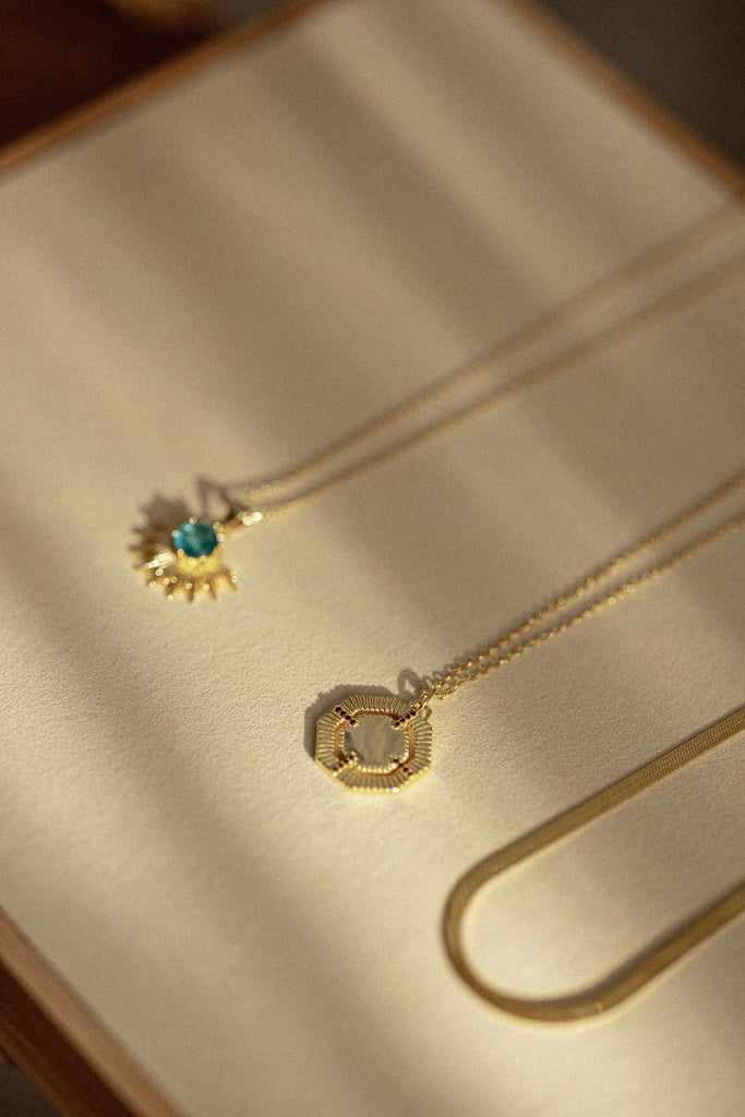 Solace Necklace Teal - Gold