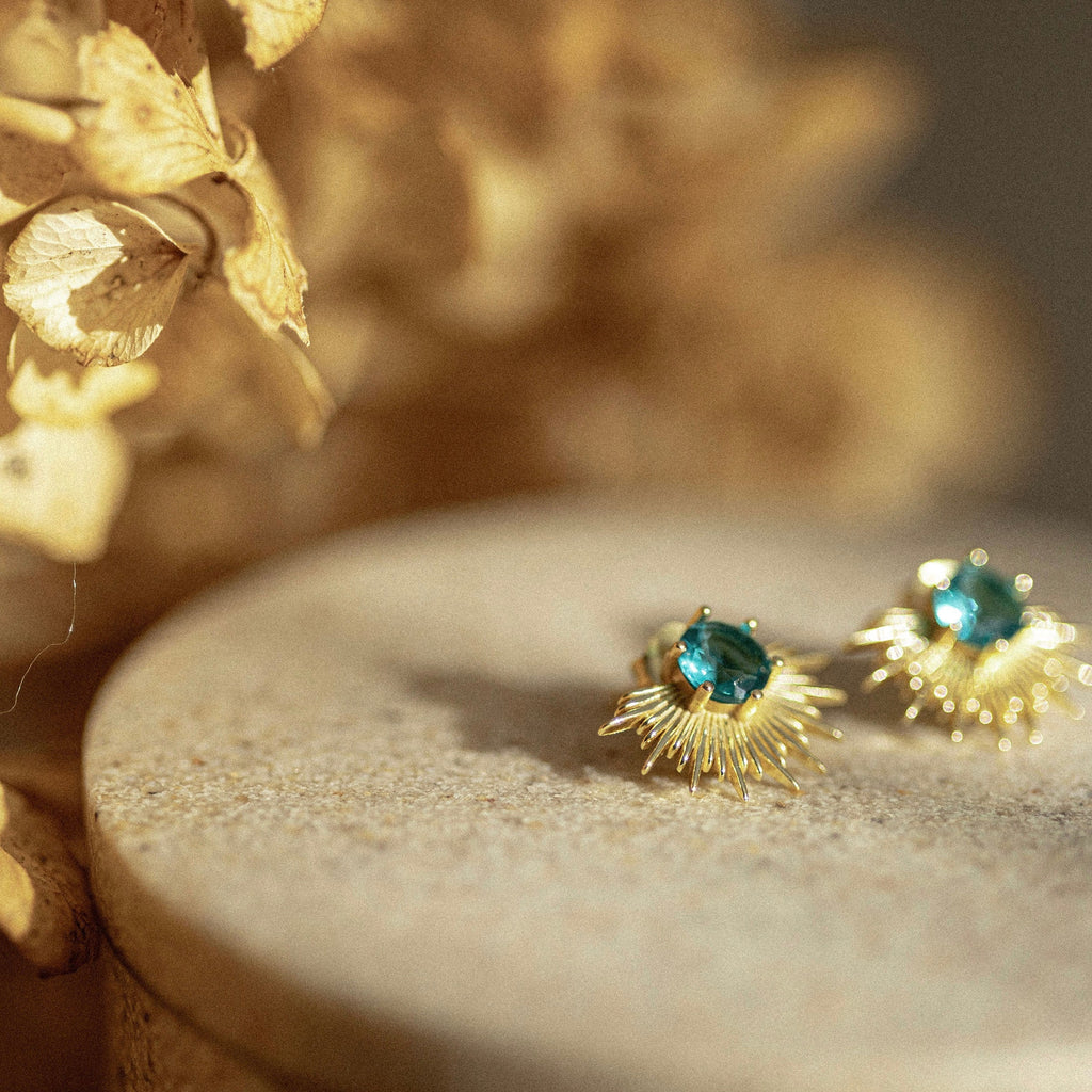 Solace Earrings Teal - Gold