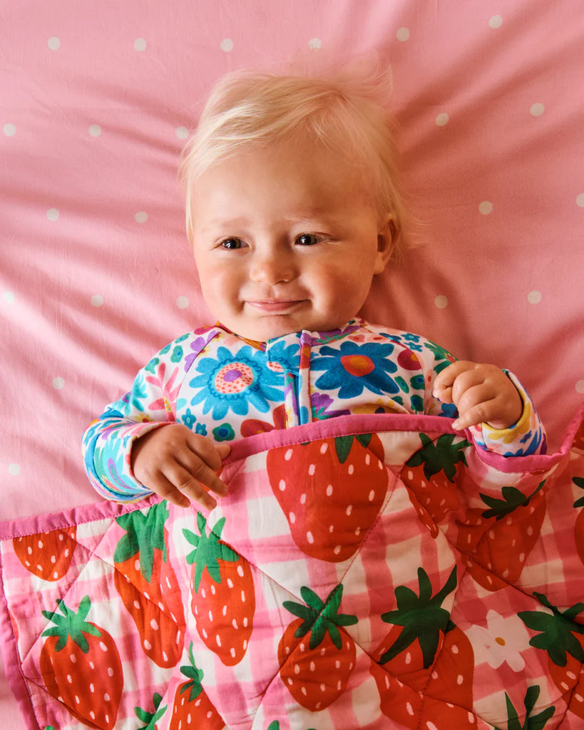 Strawberry Jam Quilted Cot Bedspread