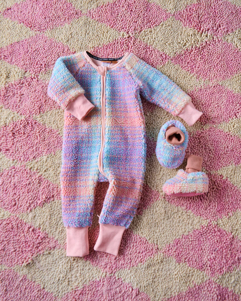 Pastel Dreams Tartan Sherpa Baby Booties