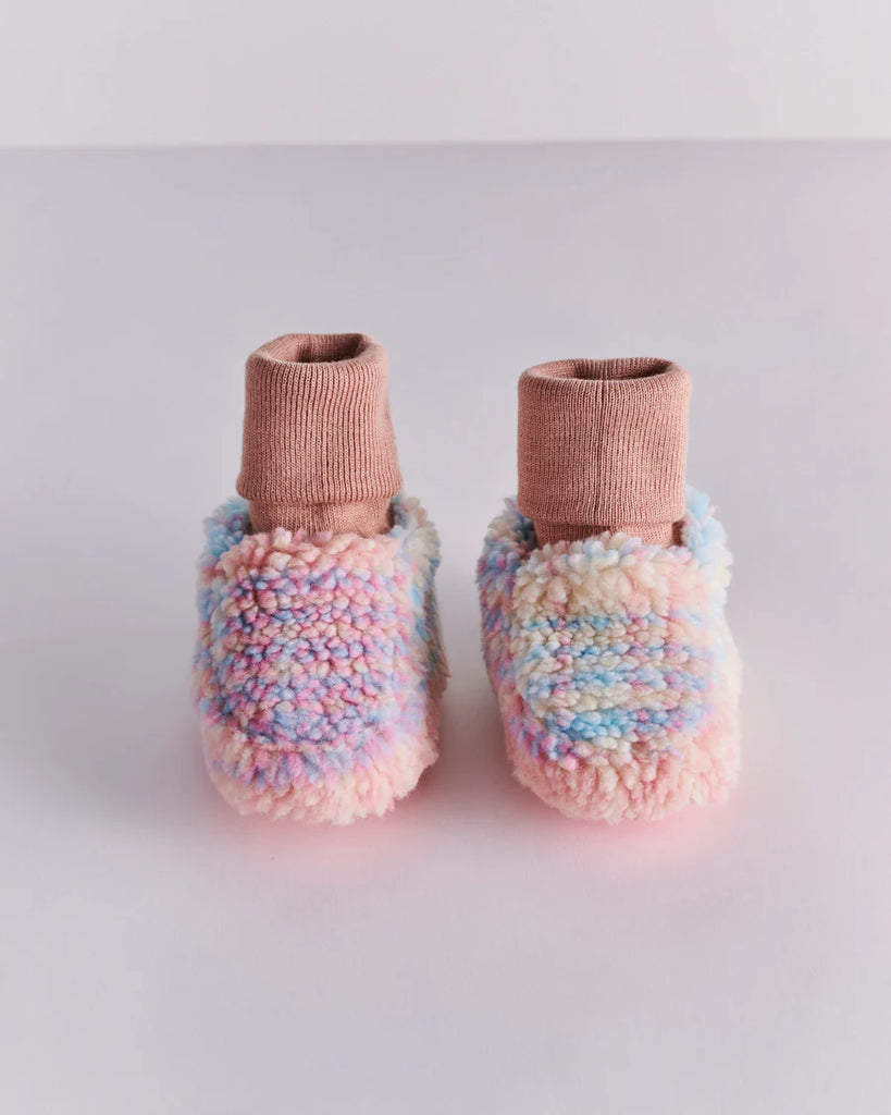 Pastel Dreams Tartan Sherpa Baby Booties