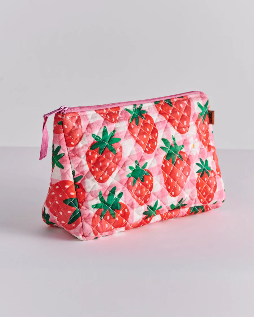 Strawberry Jam Quilted Cotton Toiletry Purse