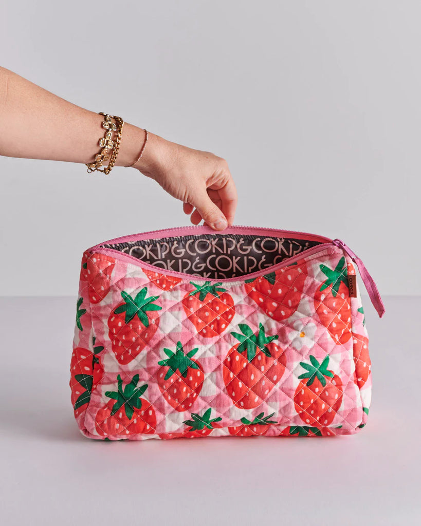 Strawberry Jam Quilted Cotton Toiletry Purse