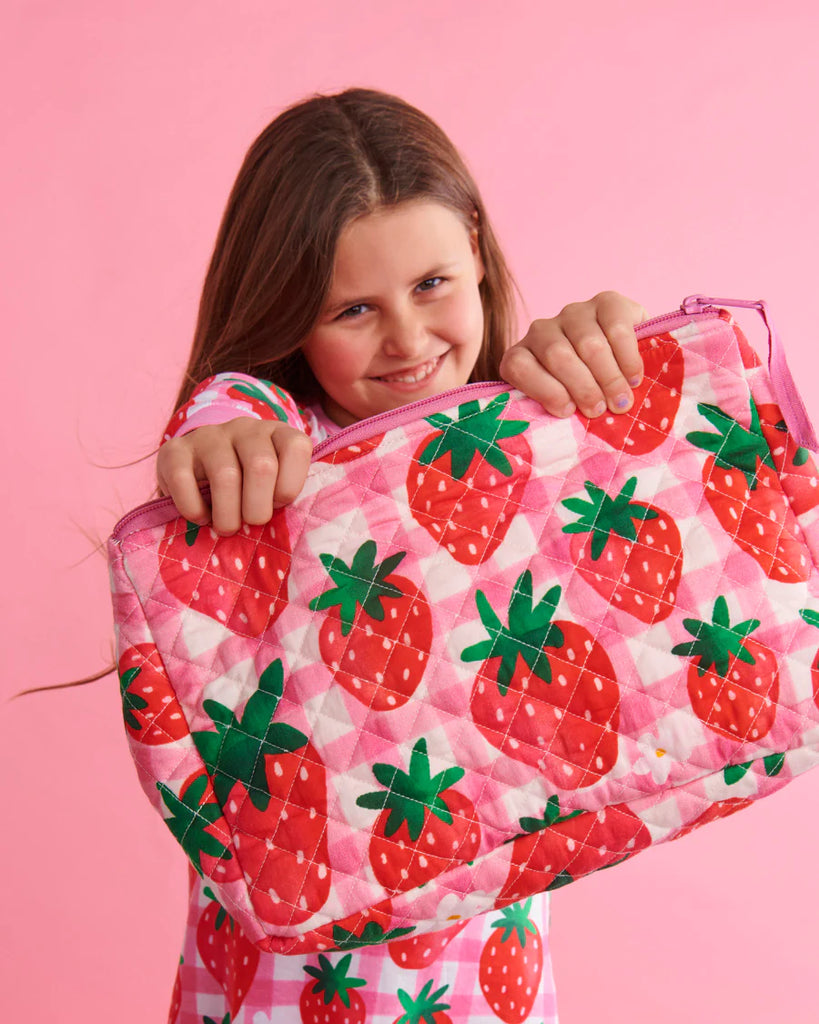 Strawberry Jam Quilted Cotton Toiletry Purse