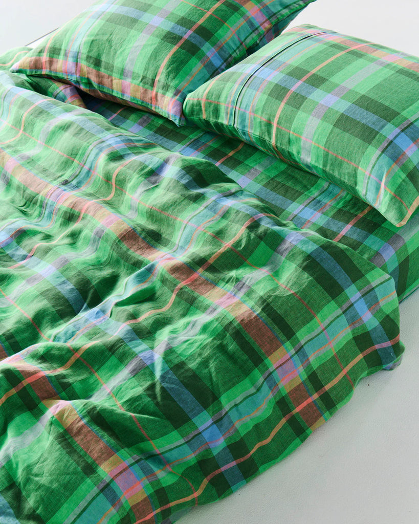 Jewel Of The Nile Tartan Linen Quilt Cover