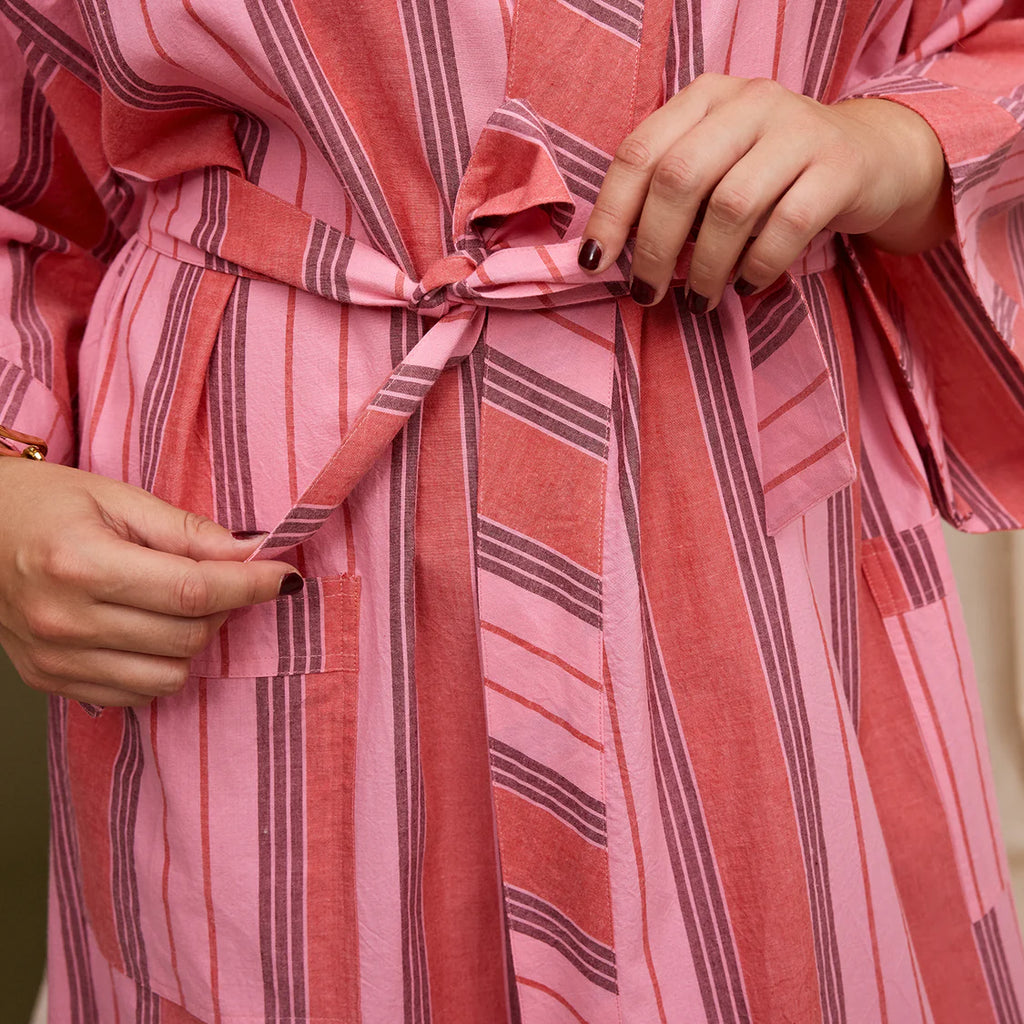Brigitte Cotton Bath Robe - Scarlet
