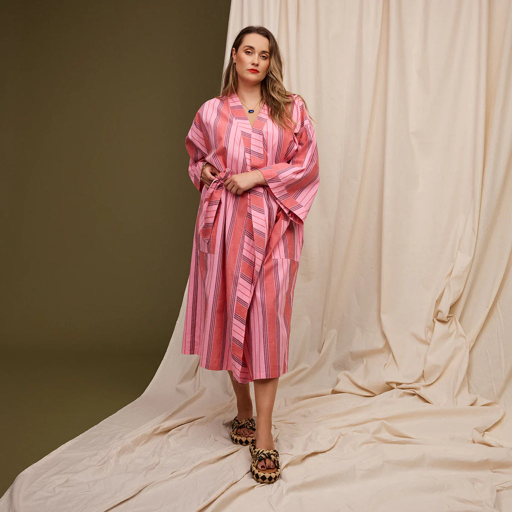 Brigitte Cotton Bath Robe - Scarlet