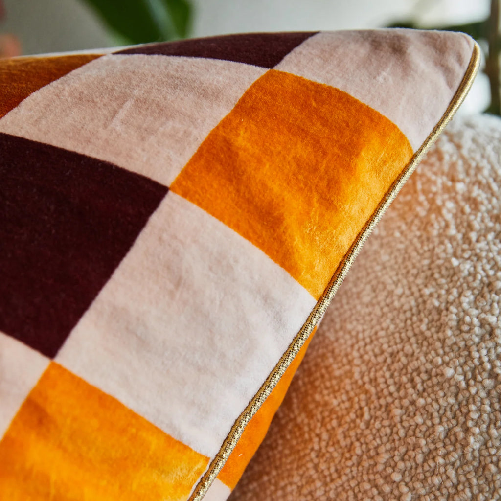 Damas Checkerboard Cushion - with Feather Insert