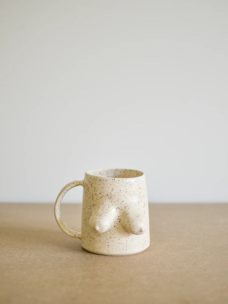 Ceramic Boob Mug - Almond spice glaze