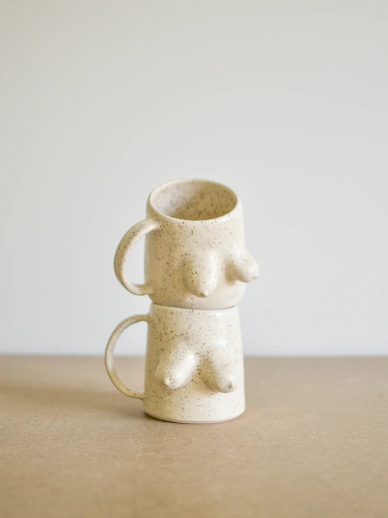 Ceramic Boob Mug - Almond spice glaze