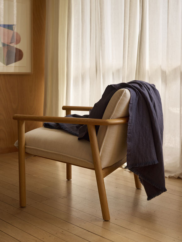 Oslo Lambswool Throw - Oxford Blue/Lupin