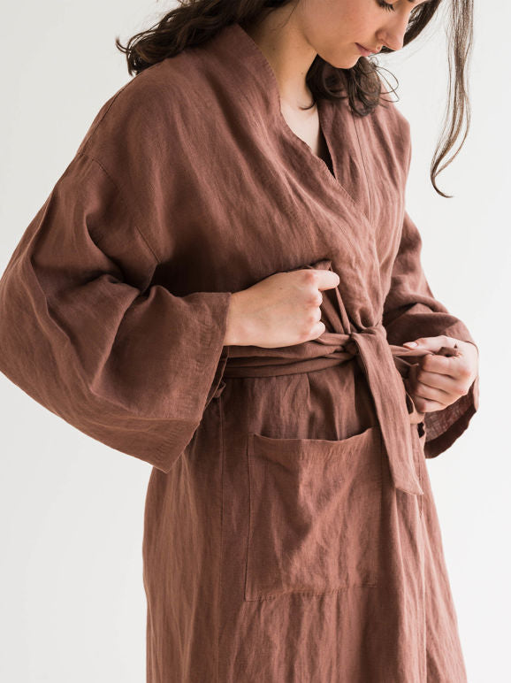Plum Linen Robe S/M