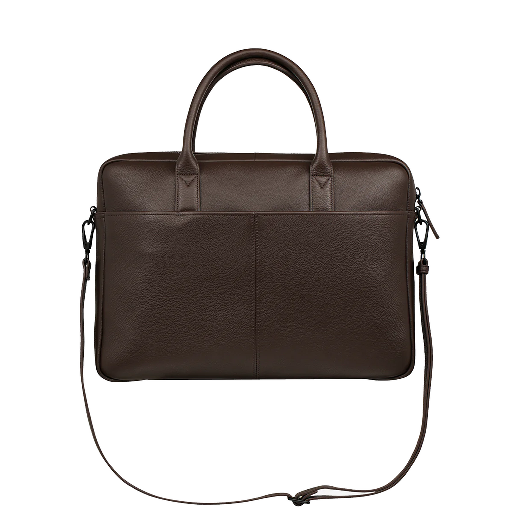 Leather Laptop Satchel - Risking All - Cocoa