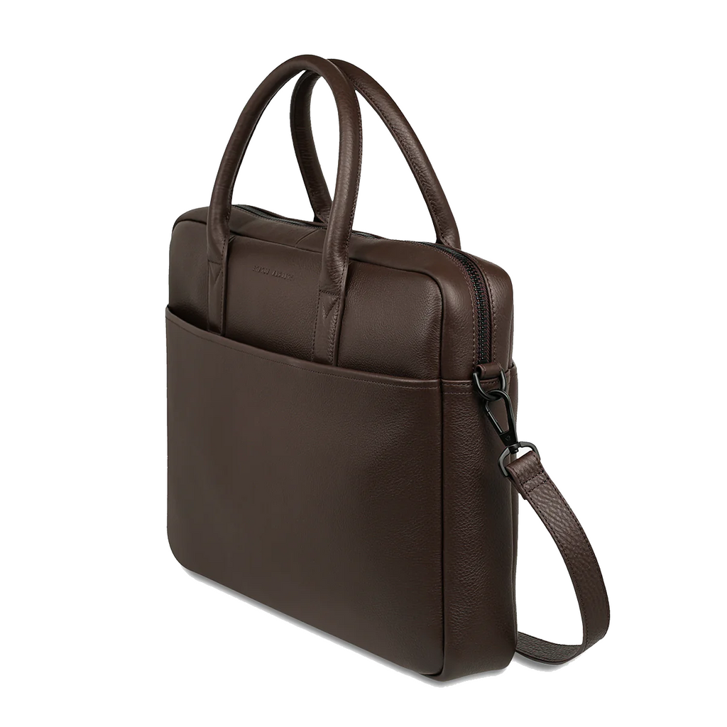 Leather Laptop Satchel - Risking All - Cocoa