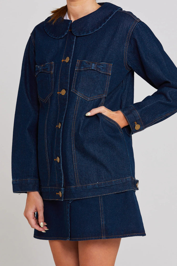 Bowtique Shacket - Indigo Denim