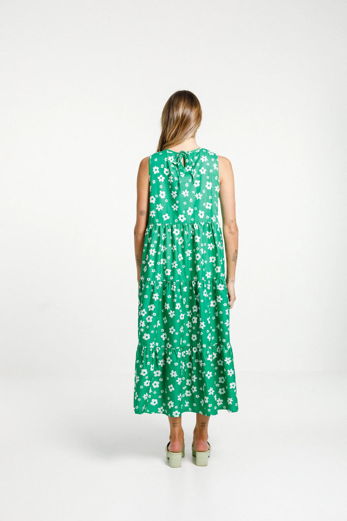 Twirling Dress - Green/White Garden