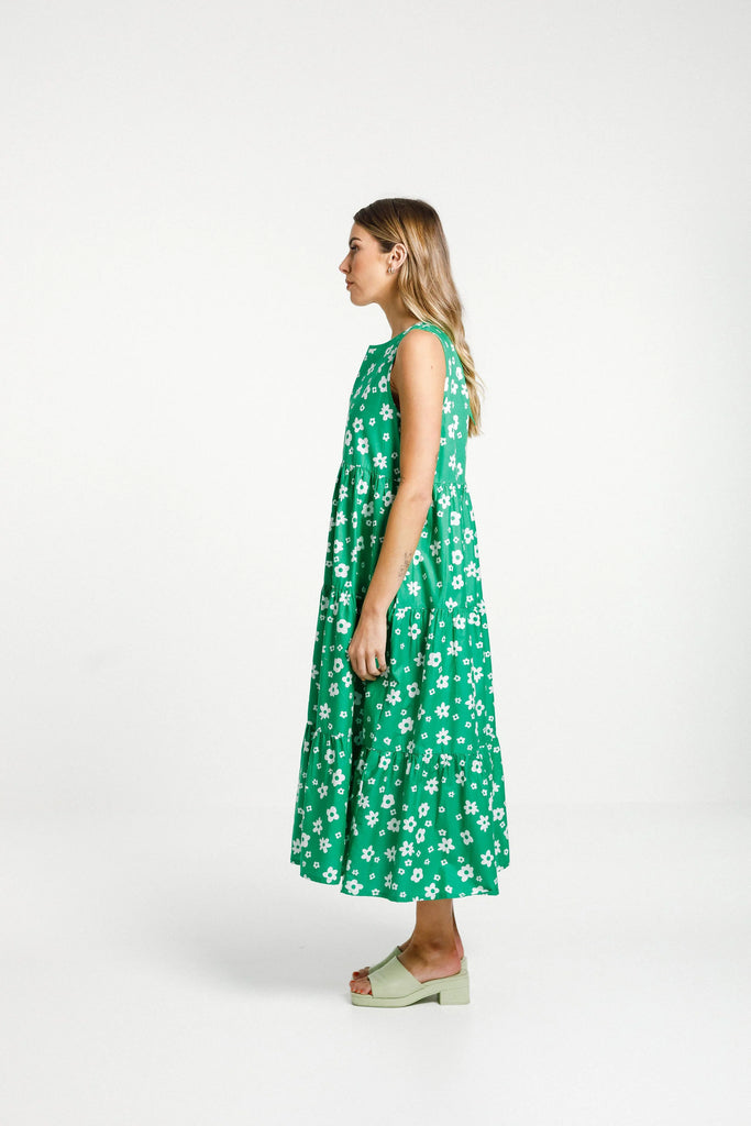 Twirling Dress - Green/White Garden