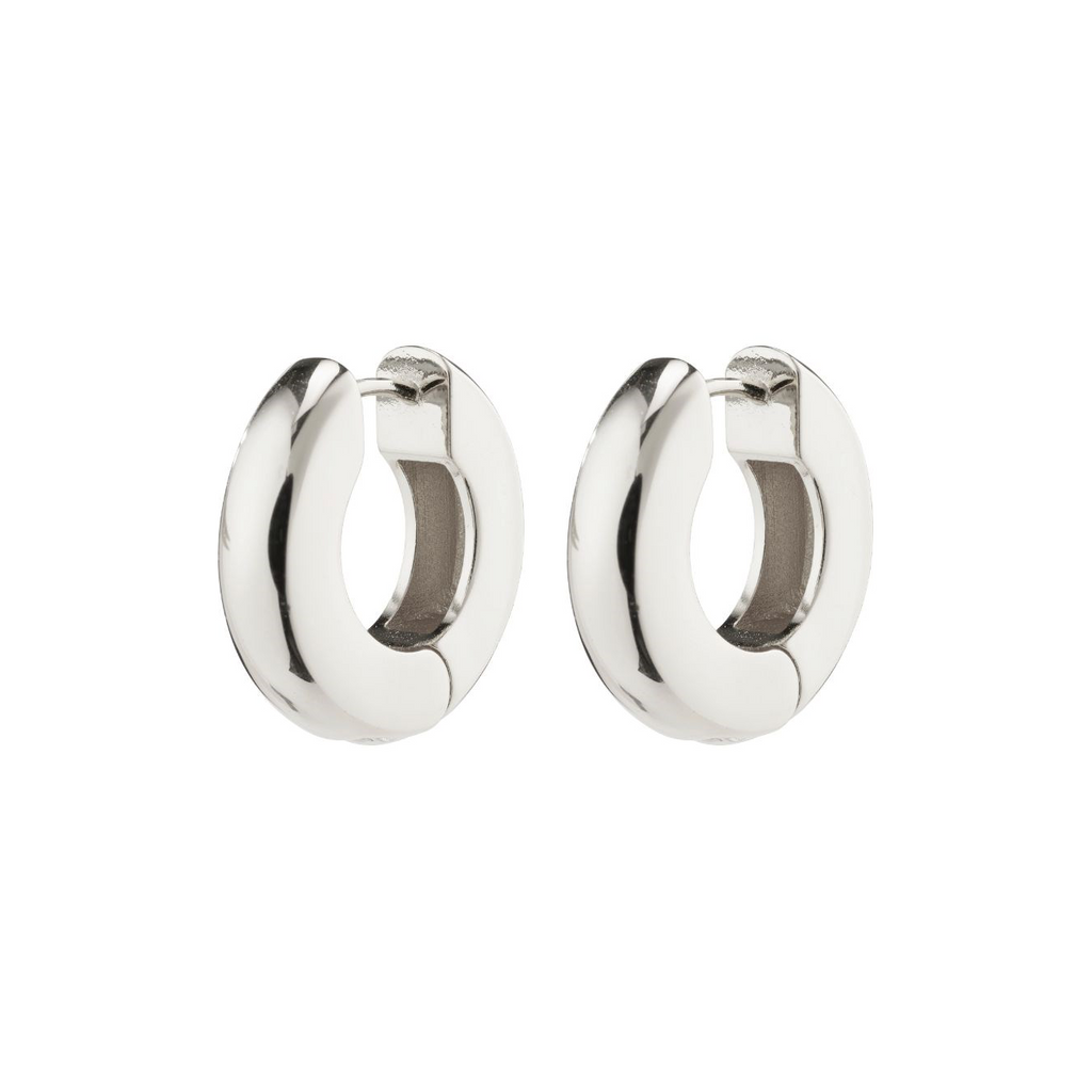 Learn Recycled Chunky Hoop Earrings - Silver Plated