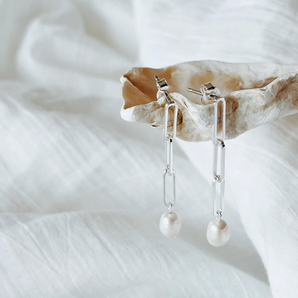 Amato Pearl Earrings - Silver