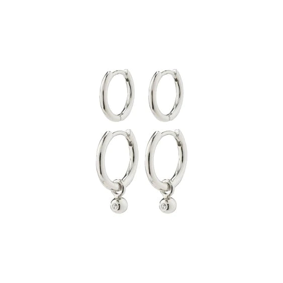 Annette Hoop Earrings 2-in-1 set - Silver Plated
