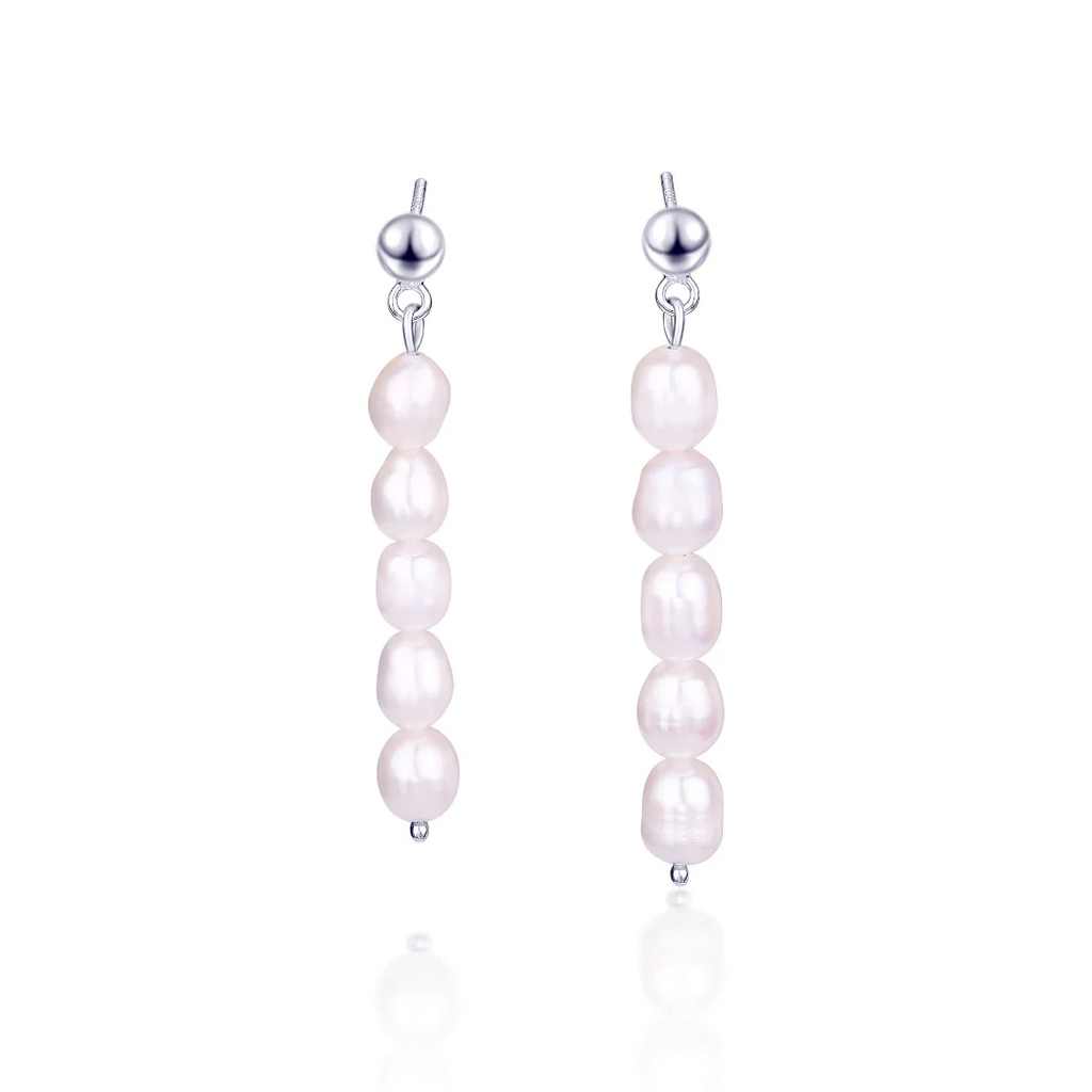 Droplet Pearl Earrings - Silver
