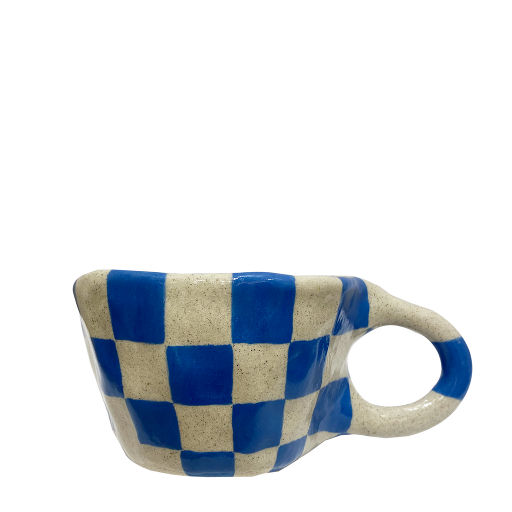 Handmade Mug - Blue Checkered