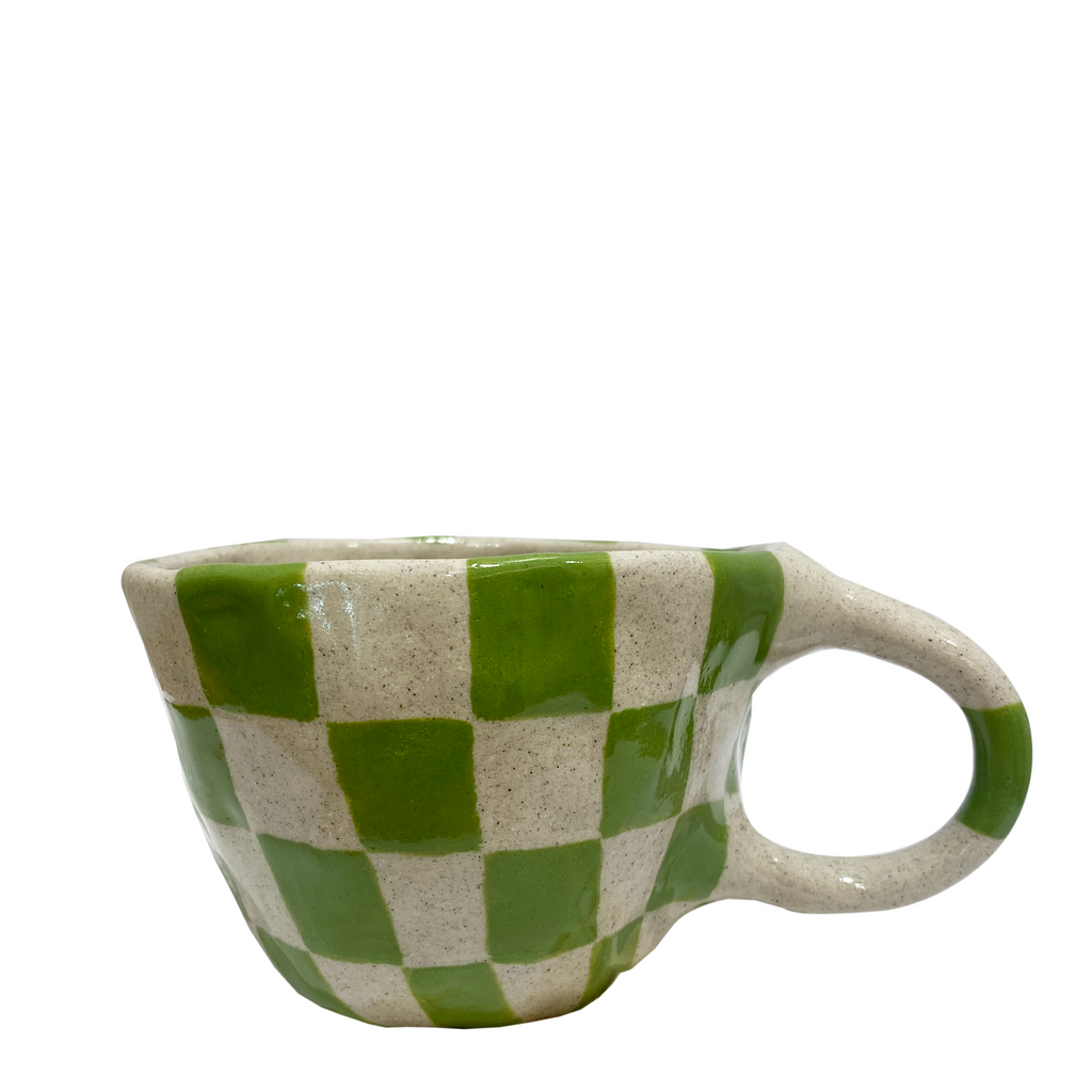 Handmade Mug - Green Checkered