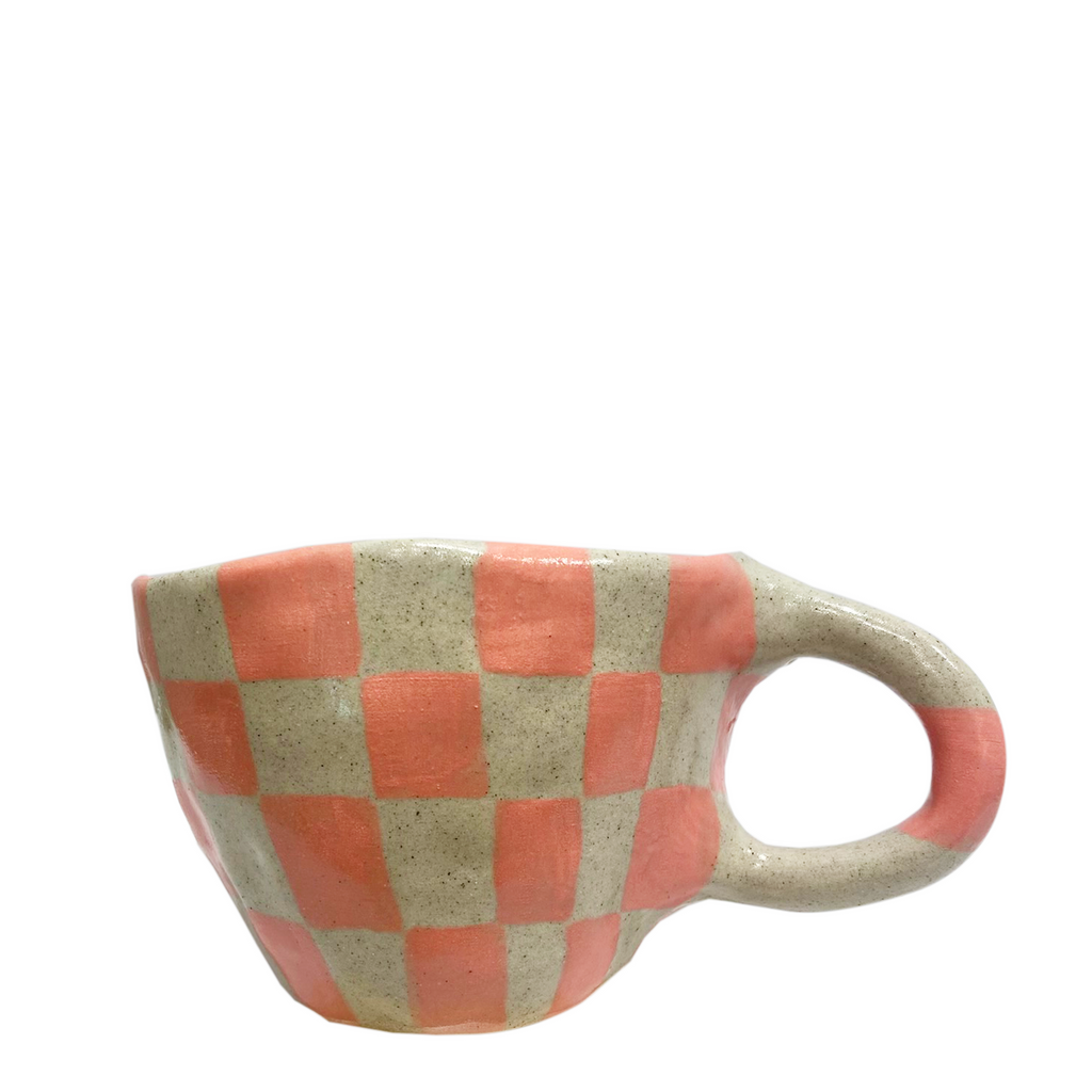 Handmade Mug - Pink Checkered