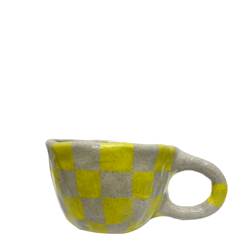 Handmade Mug - Yellow Checkered