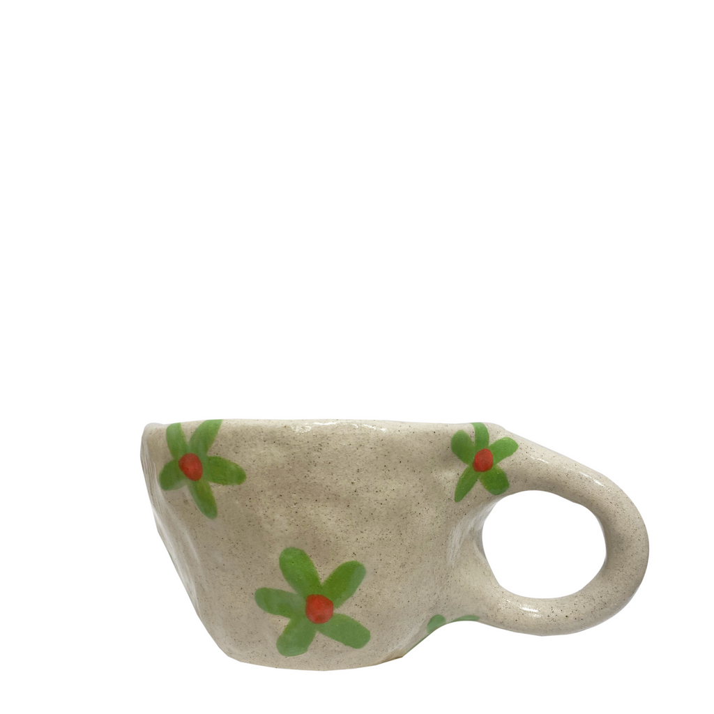 Handmade Mug - Green Flowers