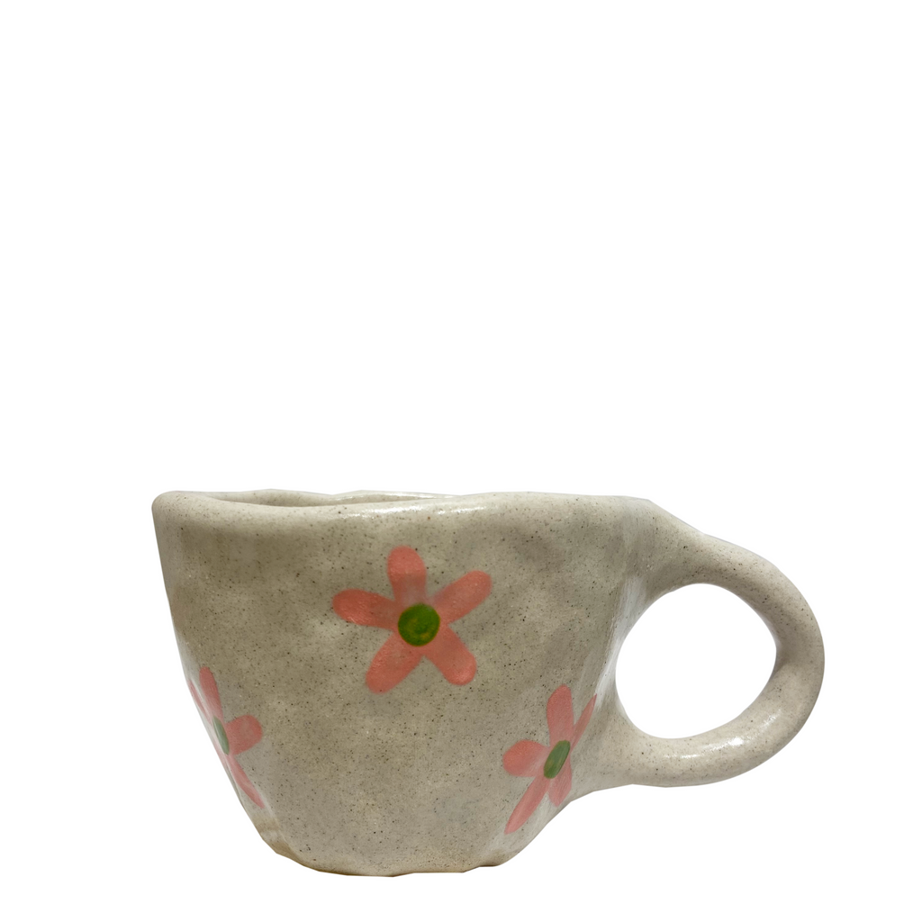 Handmade Mug - Pink/Green Flowers