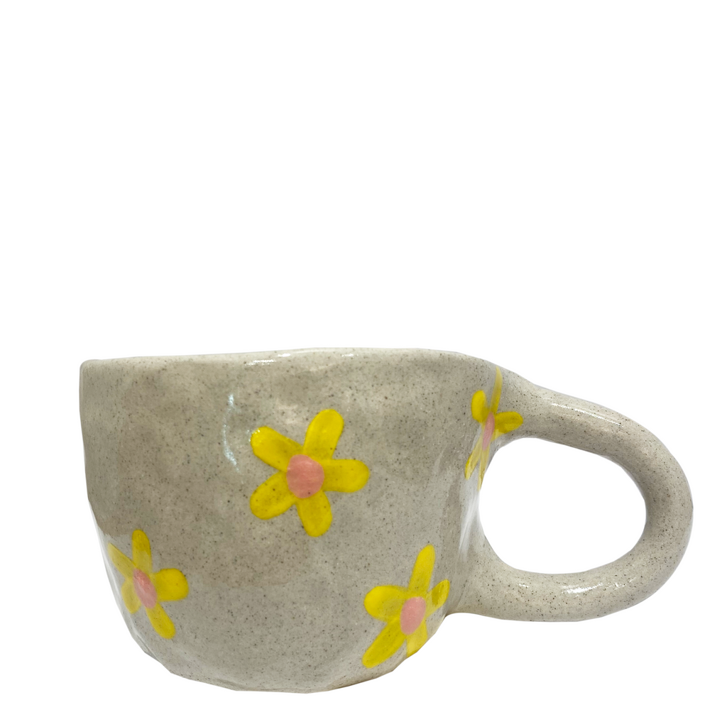 Handmade Mug - Yellow/Pink Flowers