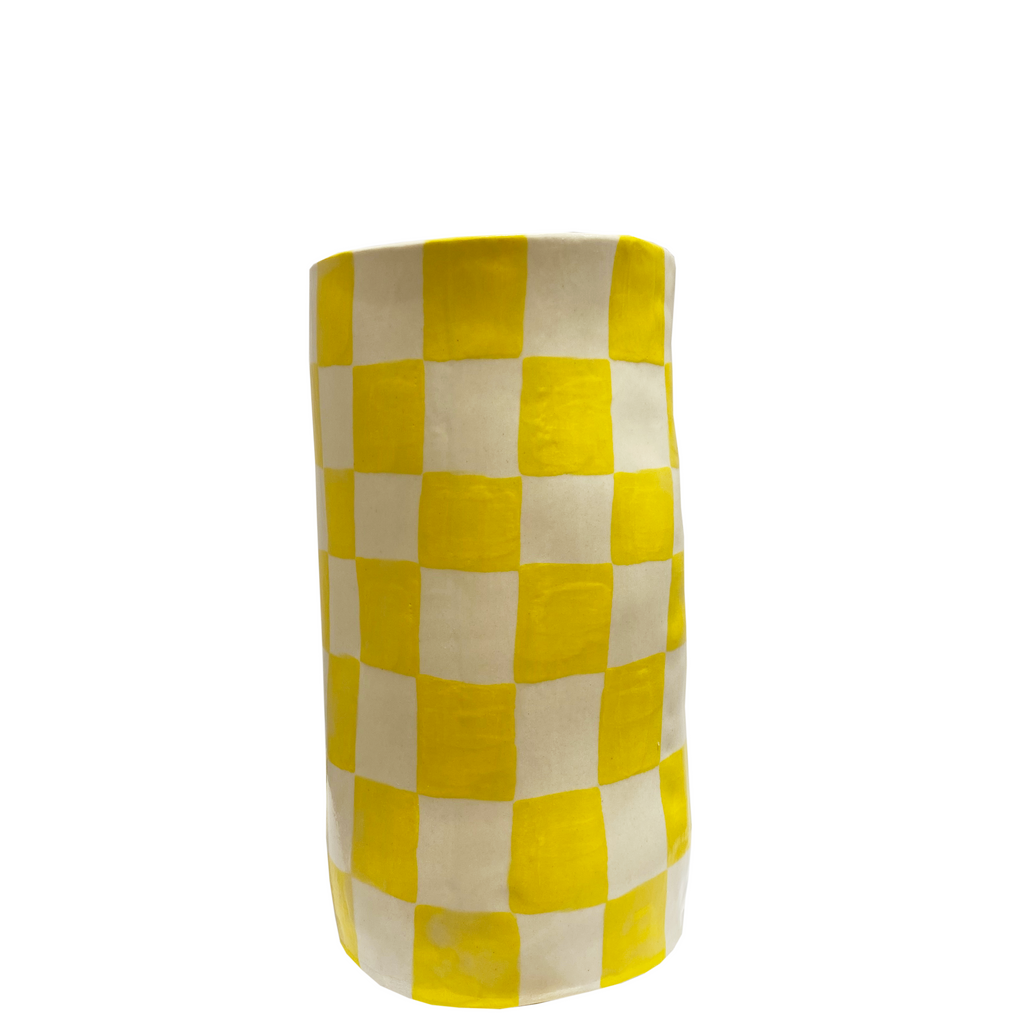 Handmade Vase - Checkered Yellow