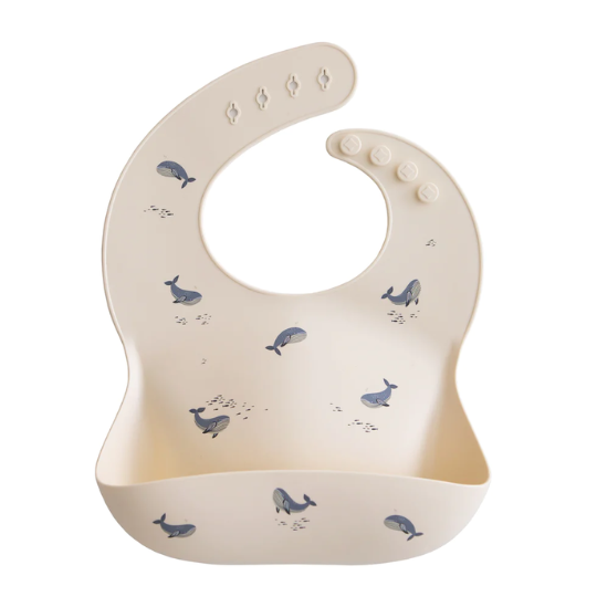 Silicone Baby Bib - Whales