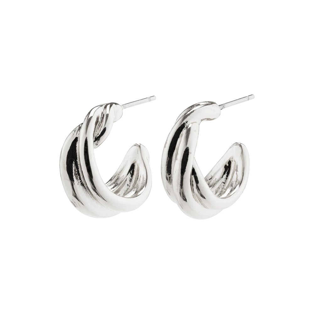 Courageous Twirl Huggie Hoops - Silver Plated