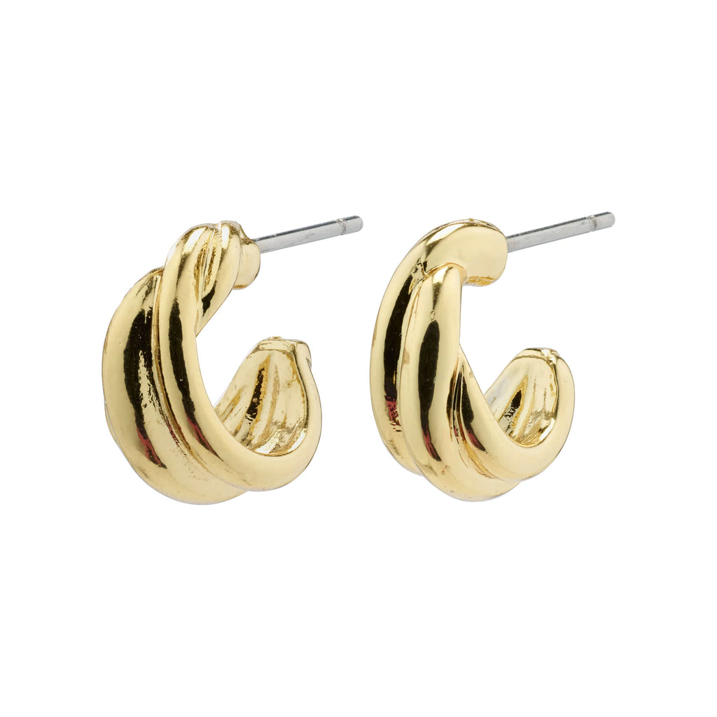 Jonna Twirl Huggie Hoop Earrings - Gold Plated