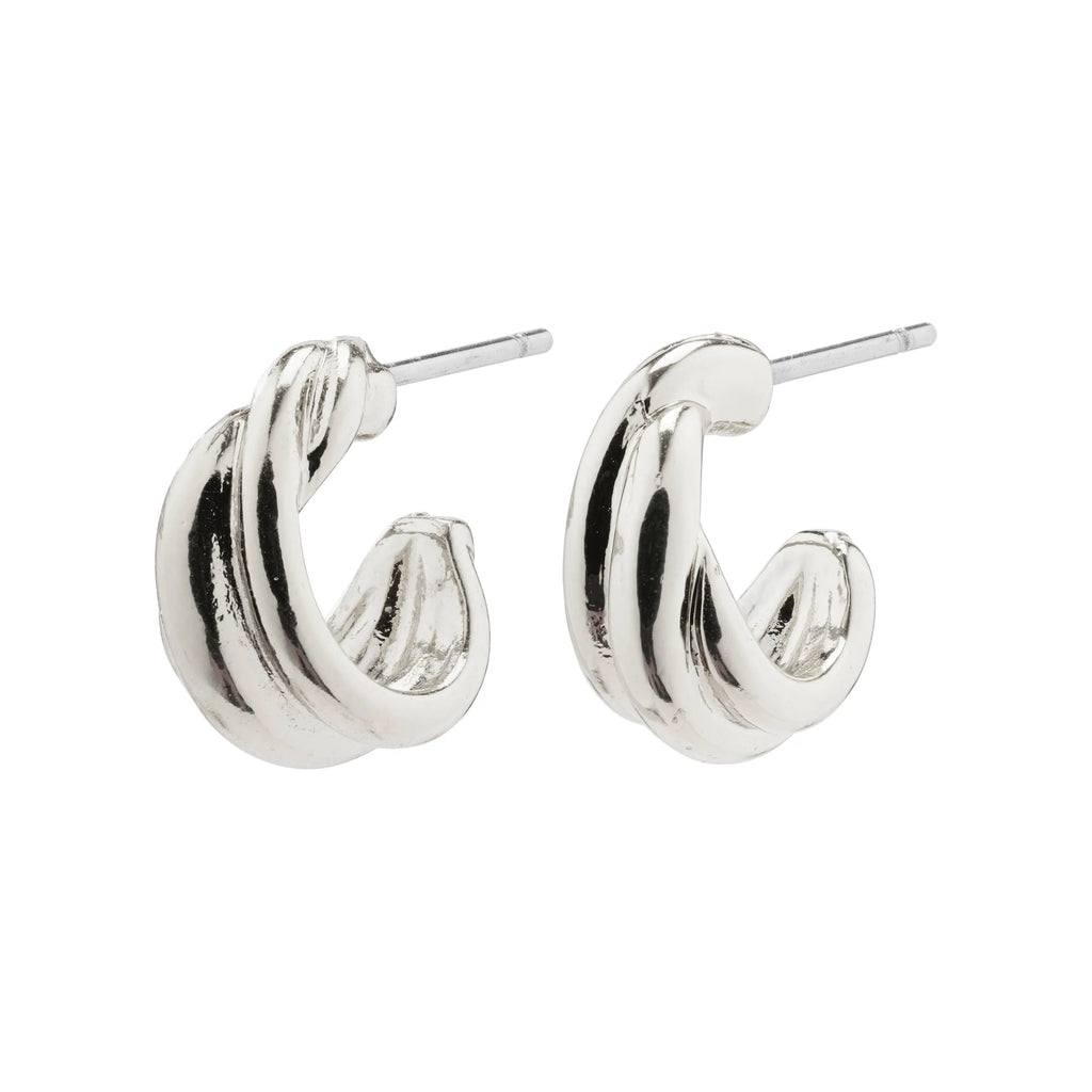 Jonna Twirl Huggie Hoop Earrings - Silver Plated