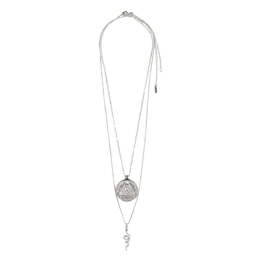 Paddington-Store-Sensitivity-Necklace -Snake and Coin – Silver Plated copy