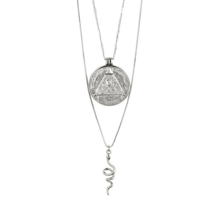 Paddington-Store-Sensitivity Necklace -Snake and Coin – Silver Plated